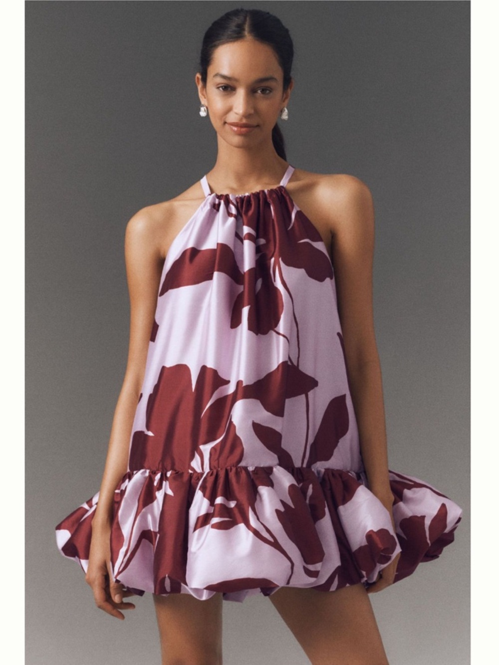 Anthropologie BHLDN Phoebe High Neck Ruffle Hem Swing Mini Dress